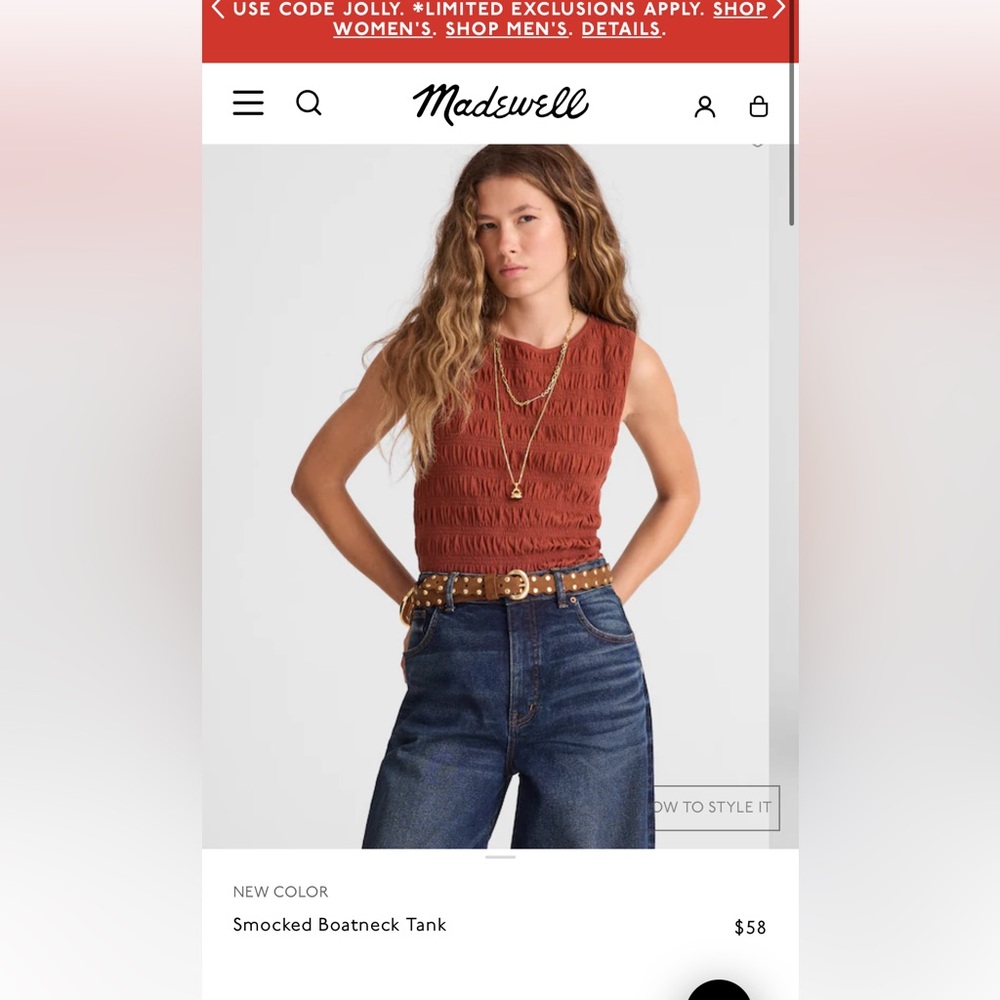 Madewell Boatneck Smocked Tank